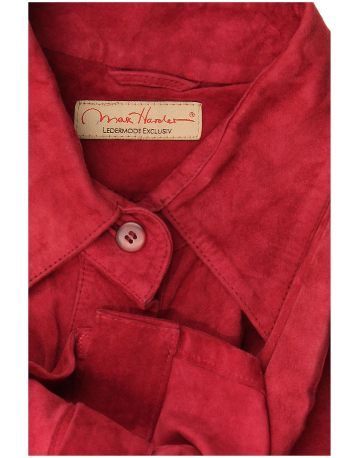 MAX HARDER Womens Overshirt Suede Shirt UK 18 XL Red
