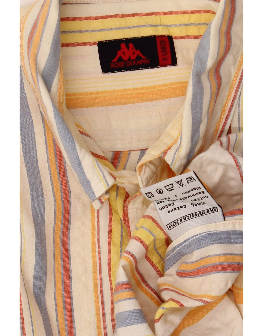 KAPPA Mens Short Sleeve Shirt XL Multicoloured Striped Cotton