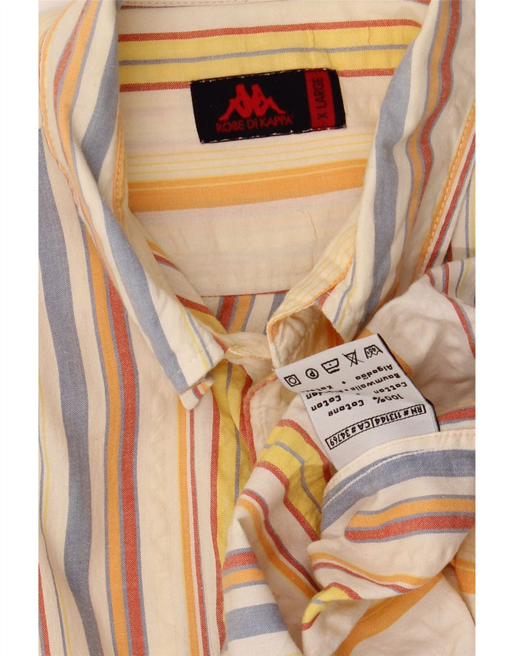 KAPPA Mens Short Sleeve Shirt XL Multicoloured Striped Cotton