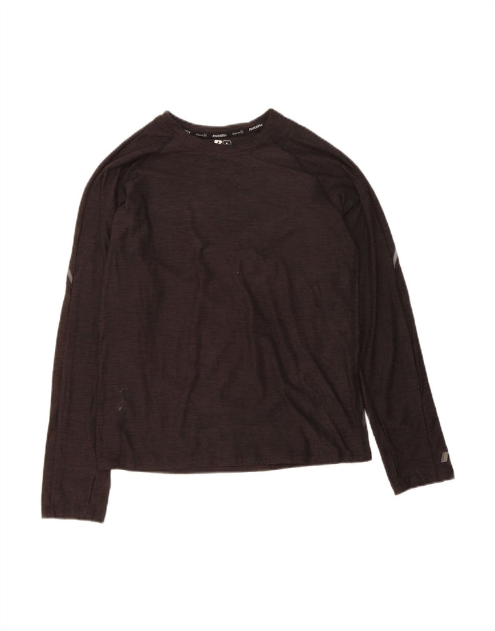 RUSSELL ATHLETIC Boys Top Long Sleeve 14-15 Years XL Black Polyester