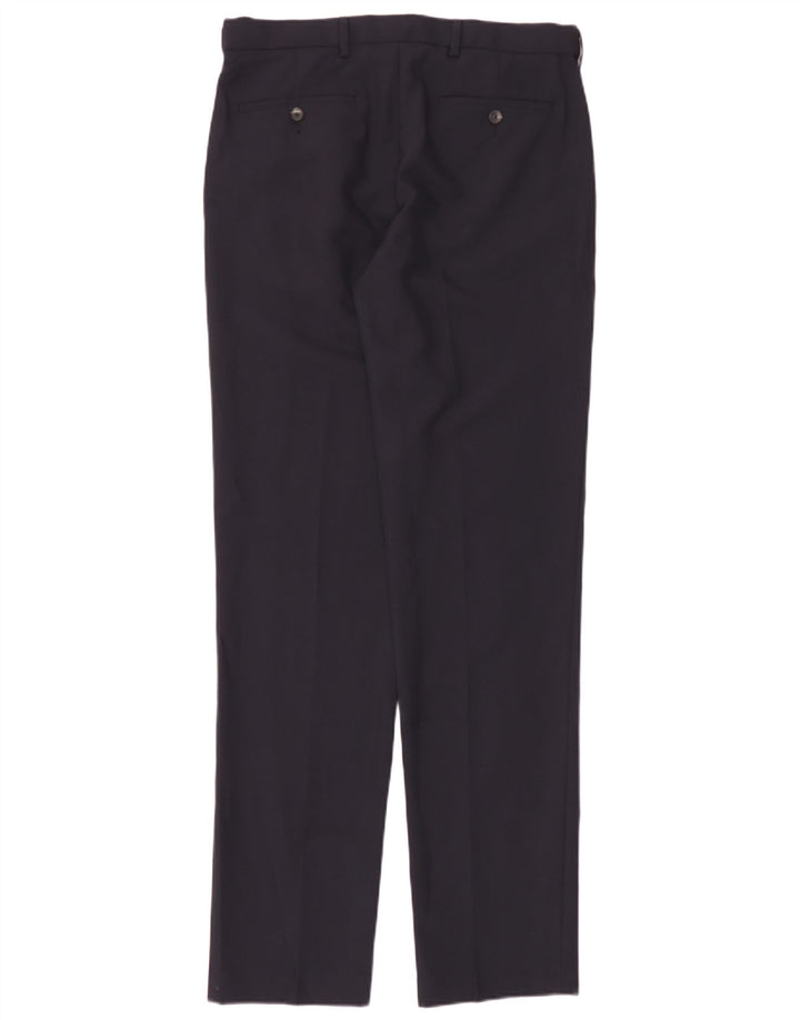 Marks & Spencer Mens Regular Fit Chino Trousers W32 L35 Navy Blue Polyester