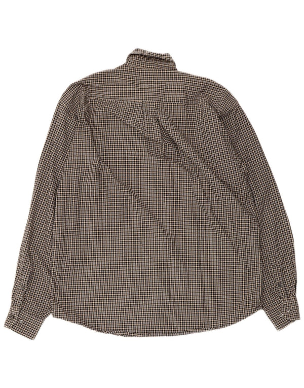 Sergio Tacchini Mens Flannel Shirt Medium Grey Check Cotton