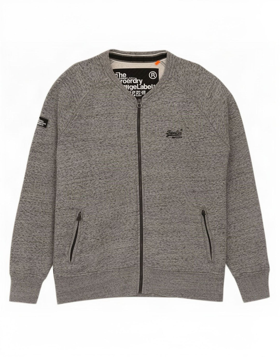 Superdry Mens Tracksuit Top Jacket 2XL Grey Flecked Cotton