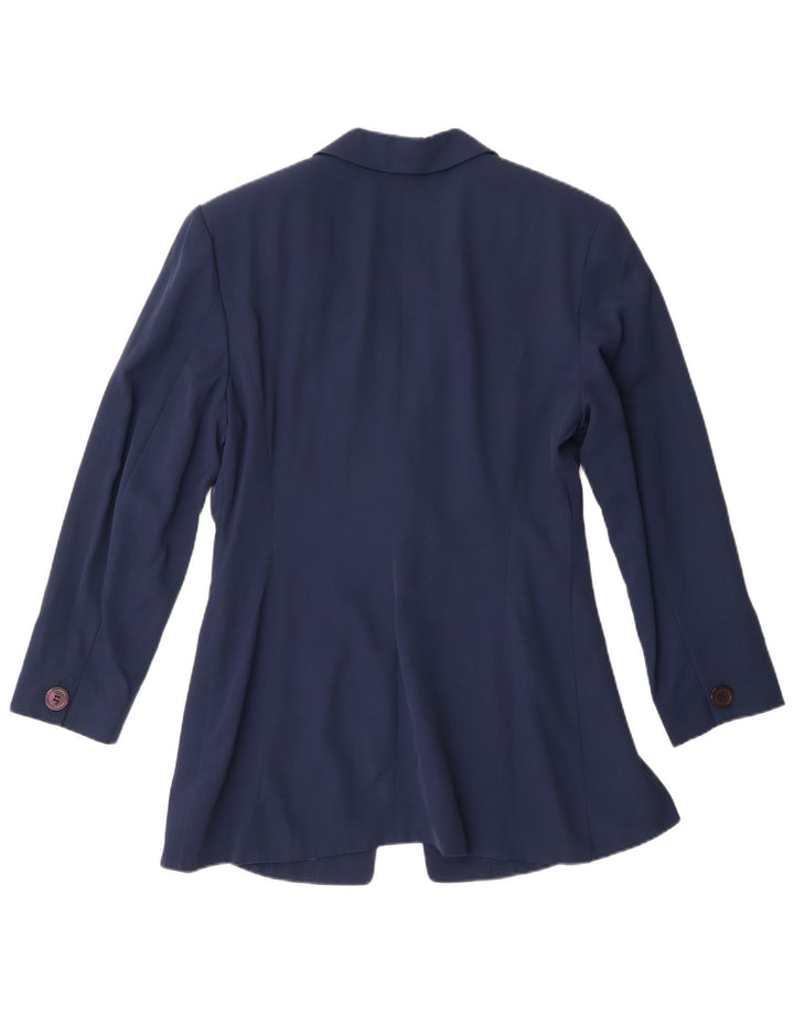 Vintage Womens 1 Button Blazer Jacket IT 44 Medium Navy Blue Acetate