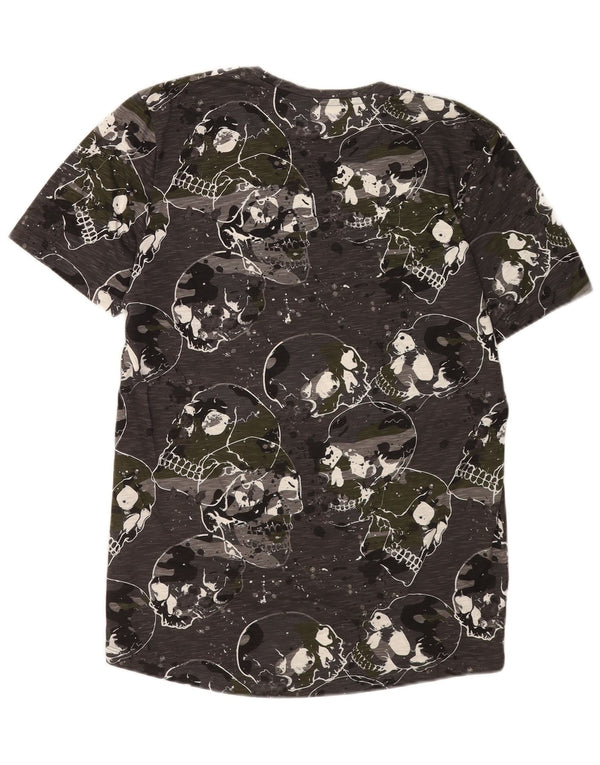 Jack & Jones Mens Slim Fit Graphic T-Shirt Top XL Grey Gothic