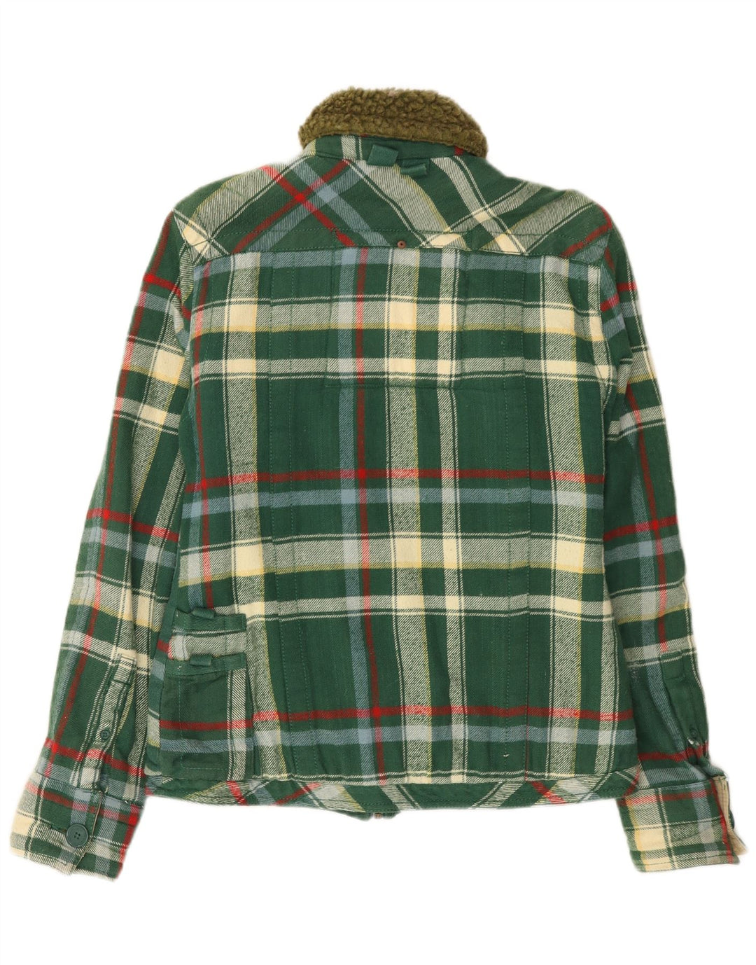 SUPERDRY Womens Utility Jacket UK 12 Medium Green Check Cotton