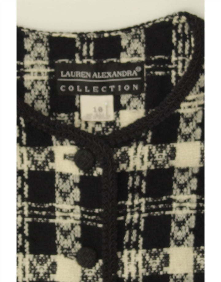 LAUREN ELEXANDRA Womens 3/4 Sleeve Bolero Jacket US 10 Large Black Check Vintage Lauren Elexandra and Second-Hand Lauren Elexandra from Messina Hembry 