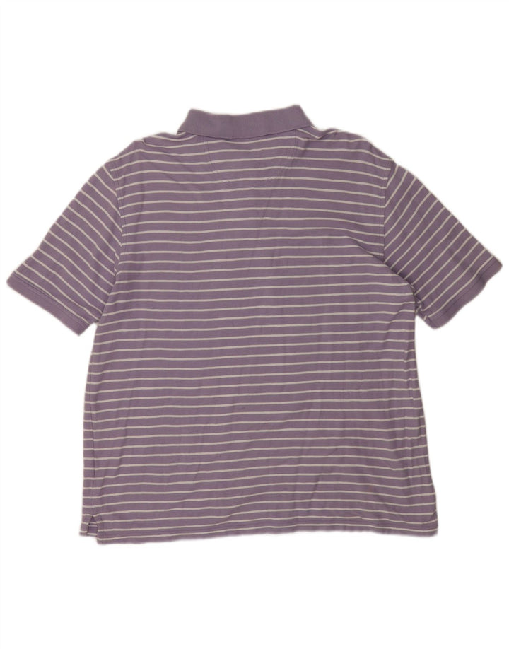 Izod Mens Polo Shirt Large Purple Striped Cotton