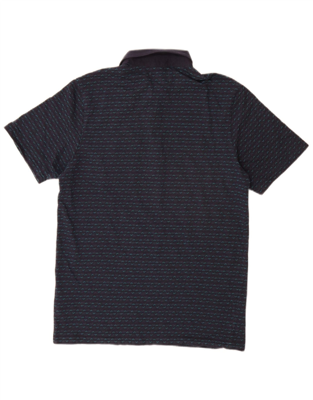 FARAH Mens Polo Shirt Medium Navy Blue Geometric Cotton