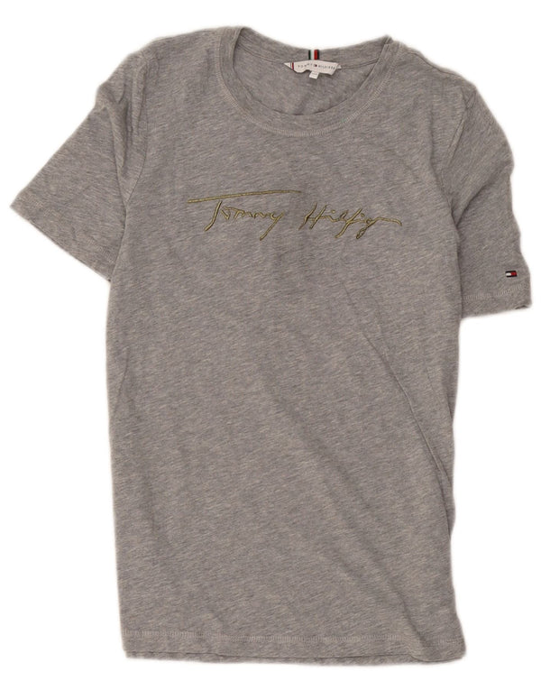 Tommy Hilfiger Womens Graphic T-Shirt Top UK 2 2XS Grey Cotton