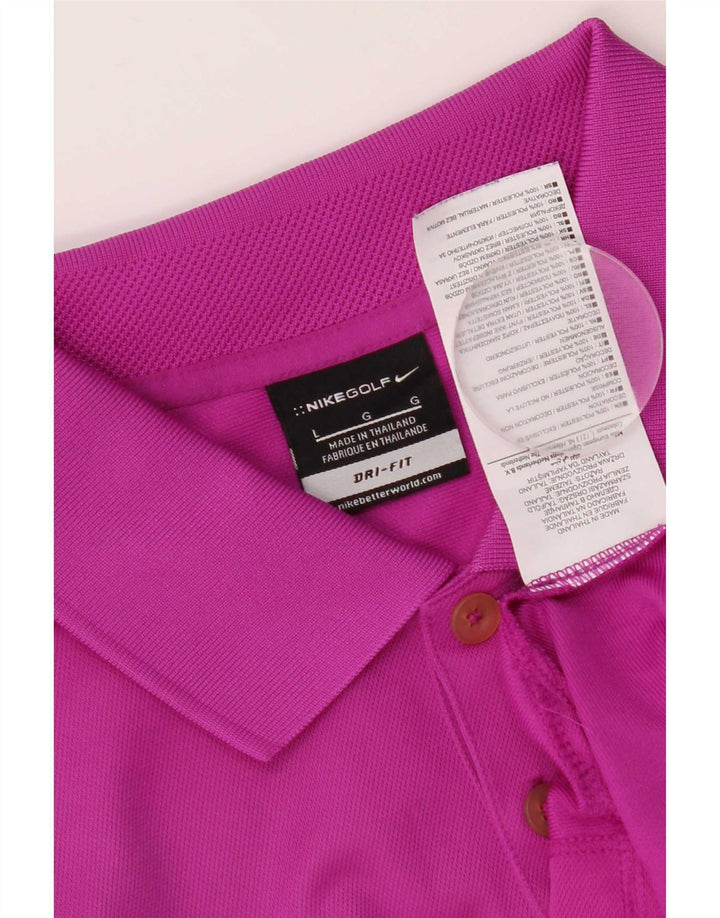 Nike Mens Dri Fit Polo Shirt Large Pink Polyester