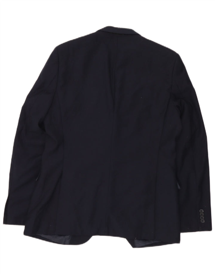 French Connection Mens 2 Button Blazer Jacket UK 42 XL Navy Blue Polyester