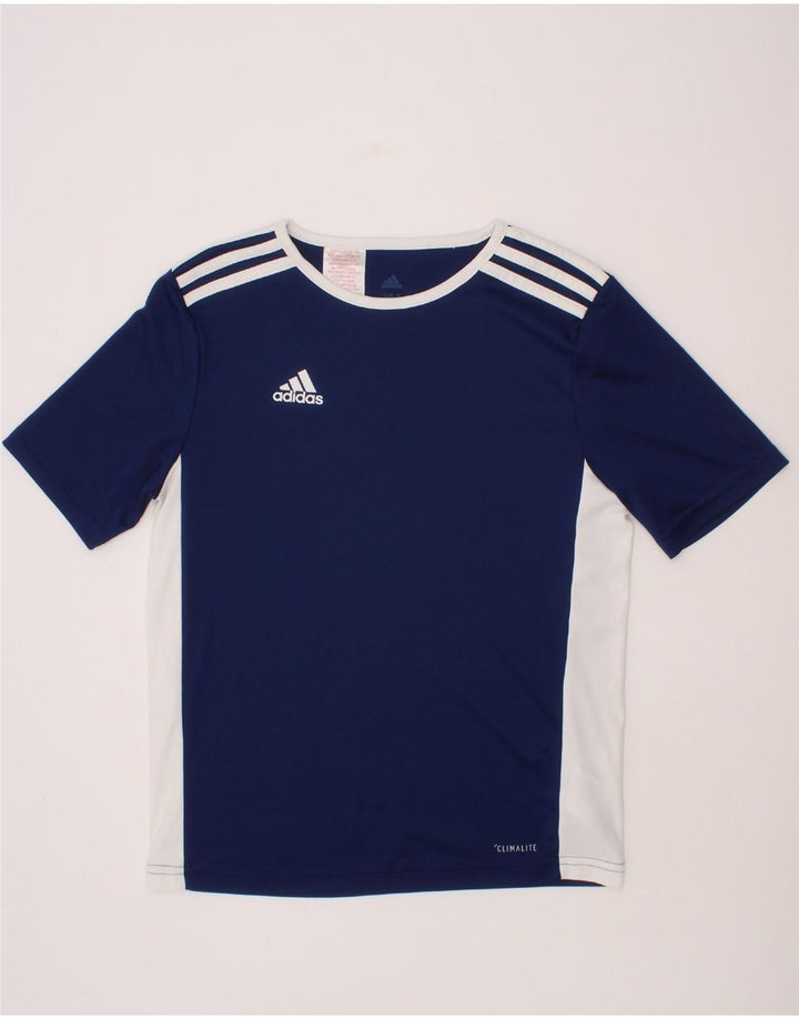 ADIDAS Boys Climalite T-Shirt Top 11-12 Years Medium  Navy Blue Polyester Vintage Adidas and Second-Hand Adidas from Messina Hembry 