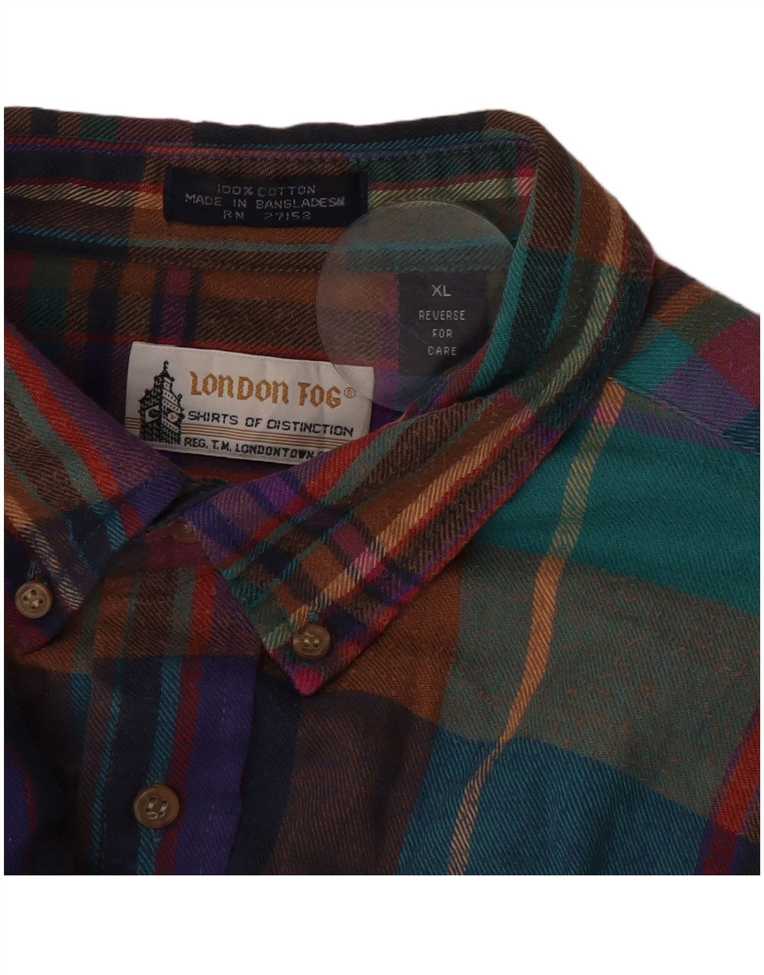 London Fog Mens Checked  Flannel Shirt XL Multicoloured Plaid Cotton