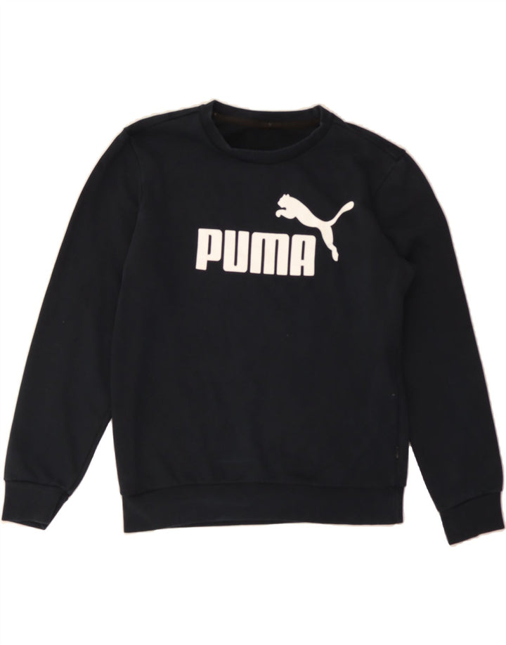 PUMA Womens Graphic Sweatshirt Jumper UK 14 Medium Black Cotton Vintage Puma and Second-Hand Puma from Messina Hembry 