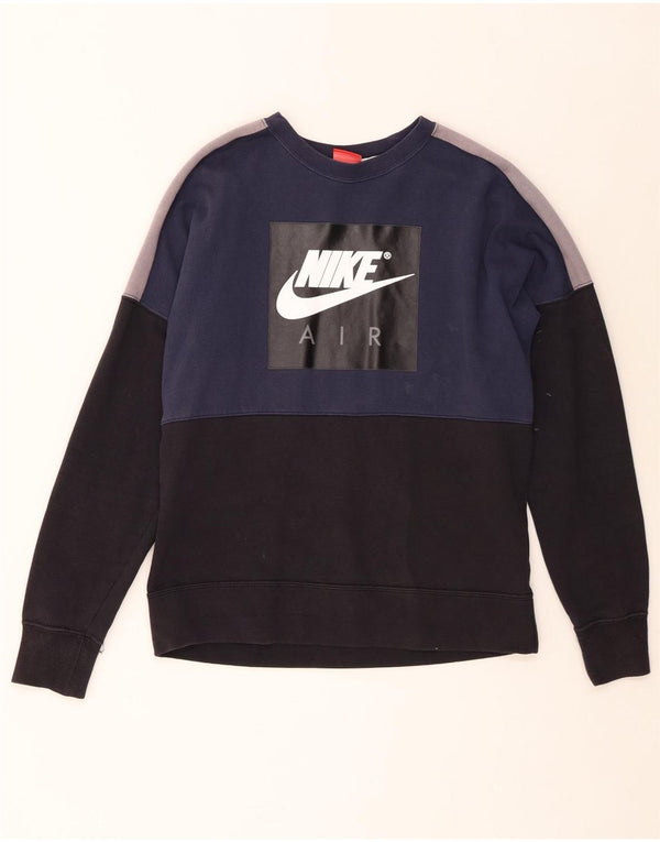 Nike Mens Air Graphic Sweatshirt Jumper Small Navy Blue Colourblock Cotton