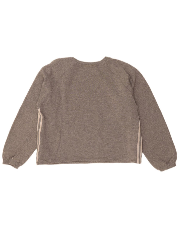 Adidas Womens Sweatshirt Jumper UK 14 Medium Grey Cotton