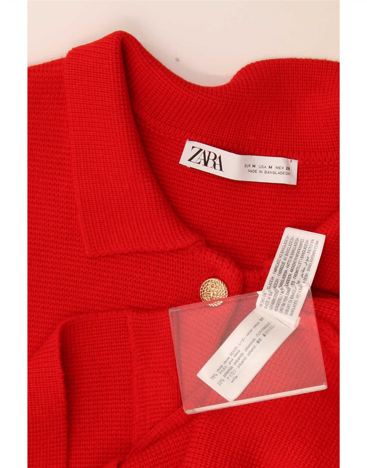 Zara Womens Cardigan Sweater UK 14 Medium Red Viscose