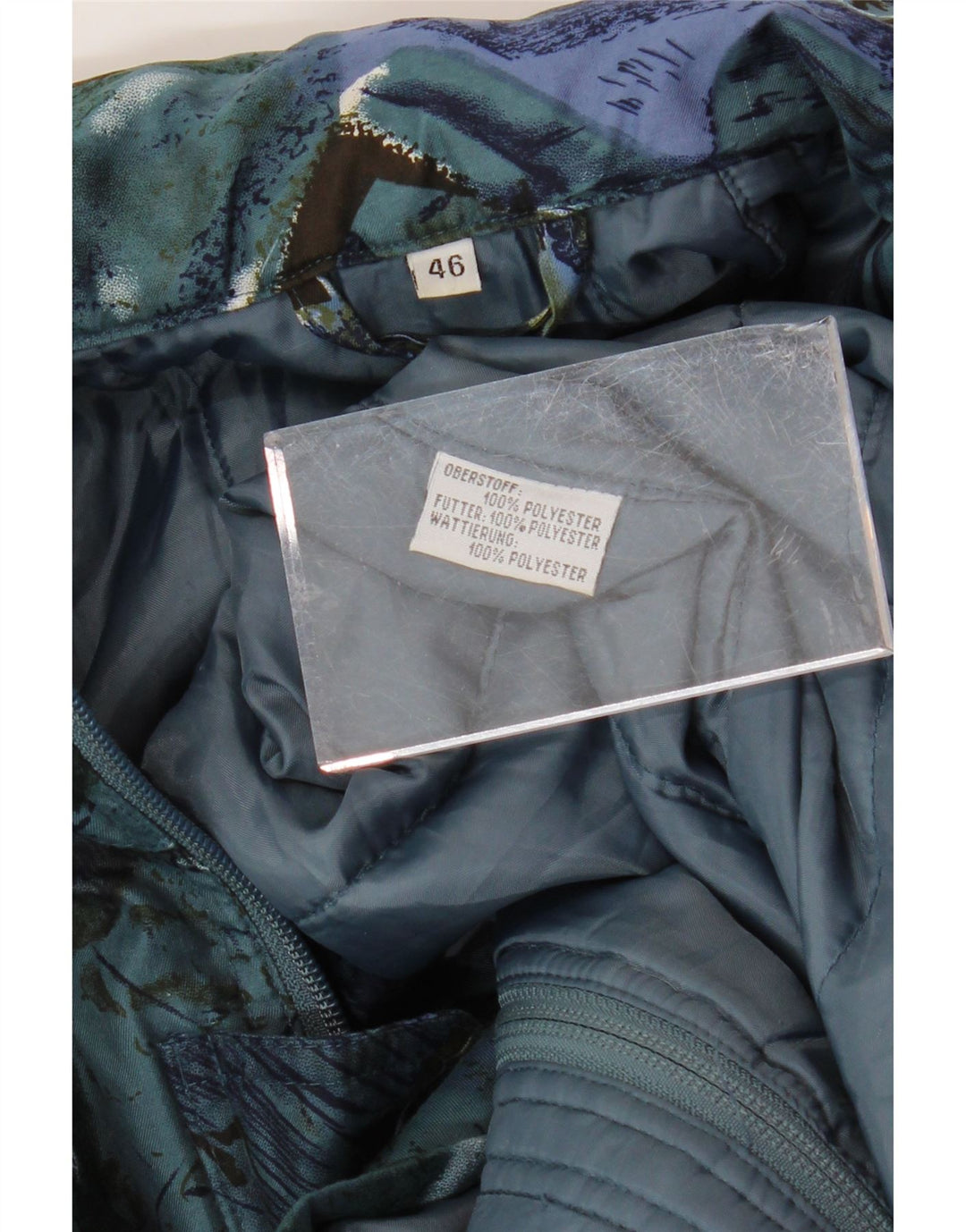 VINTAGE Womens Abstract Pattern Oversized Windbreaker Coat EU 44 XL Blue