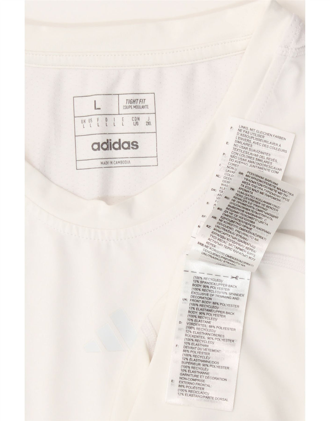 Adidas Womens Tight Fit T-Shirt Top UK 14 Large White Polyester