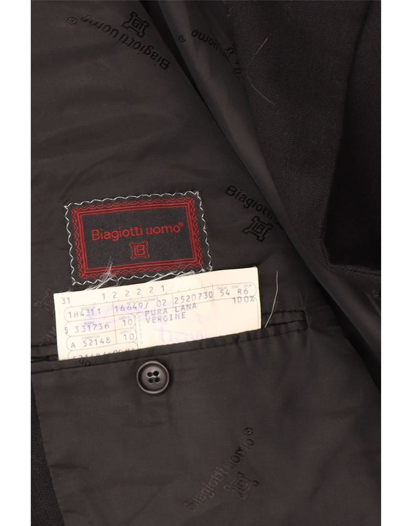 BIAGIOTTI Mens 4 Button Blazer Jacket IT 54 2XL Black Wool