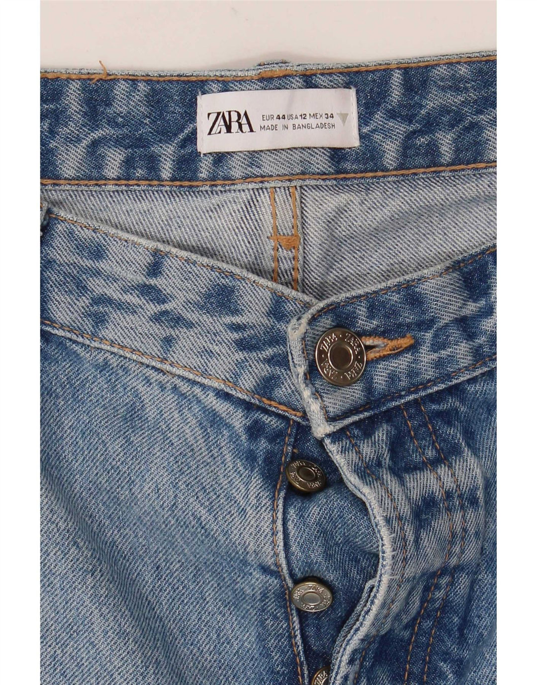 Zara Womens Distressed Straight Jeans EU 44 Large W34 L32 Blue