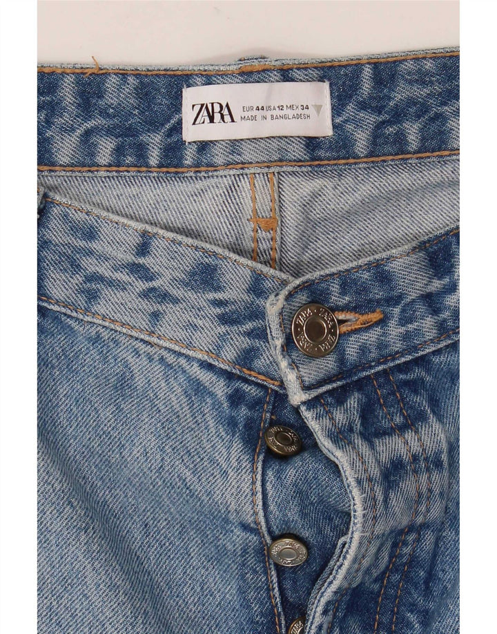 Zara Womens Distressed Straight Jeans EU 44 Large W34 L32 Blue