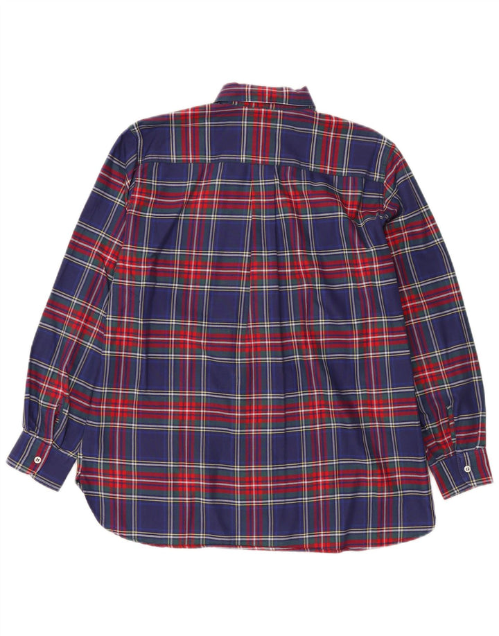 Benetton Mens Shirt Small Blue Plaid Cotton