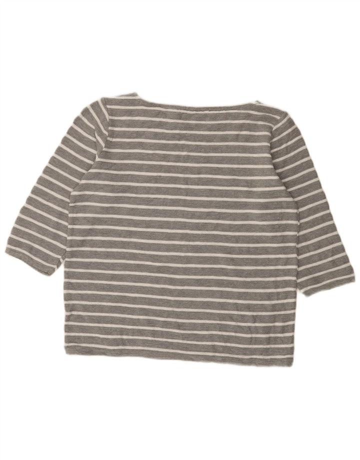 S.OLIVER Womens Top 3/4 Sleeve IT 42 Medium Grey Striped