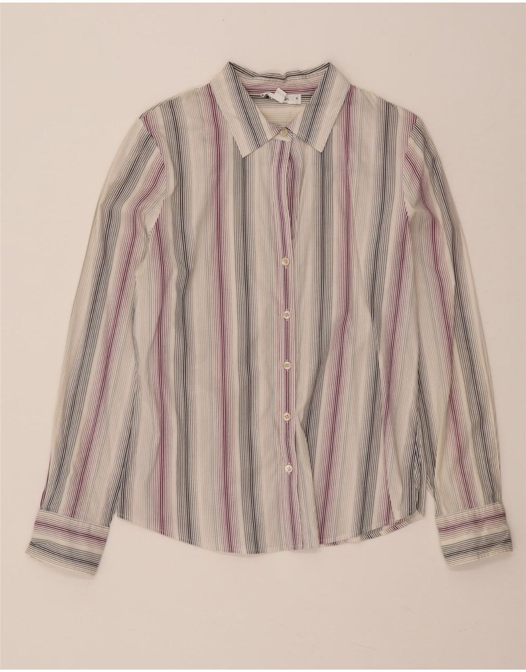 Calvin Klein Womens Shirt UK 14 Medium Multicoloured Striped Cotton