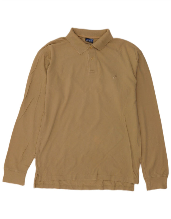 Asics Mens Long Sleeve Polo Shirt Medium Beige