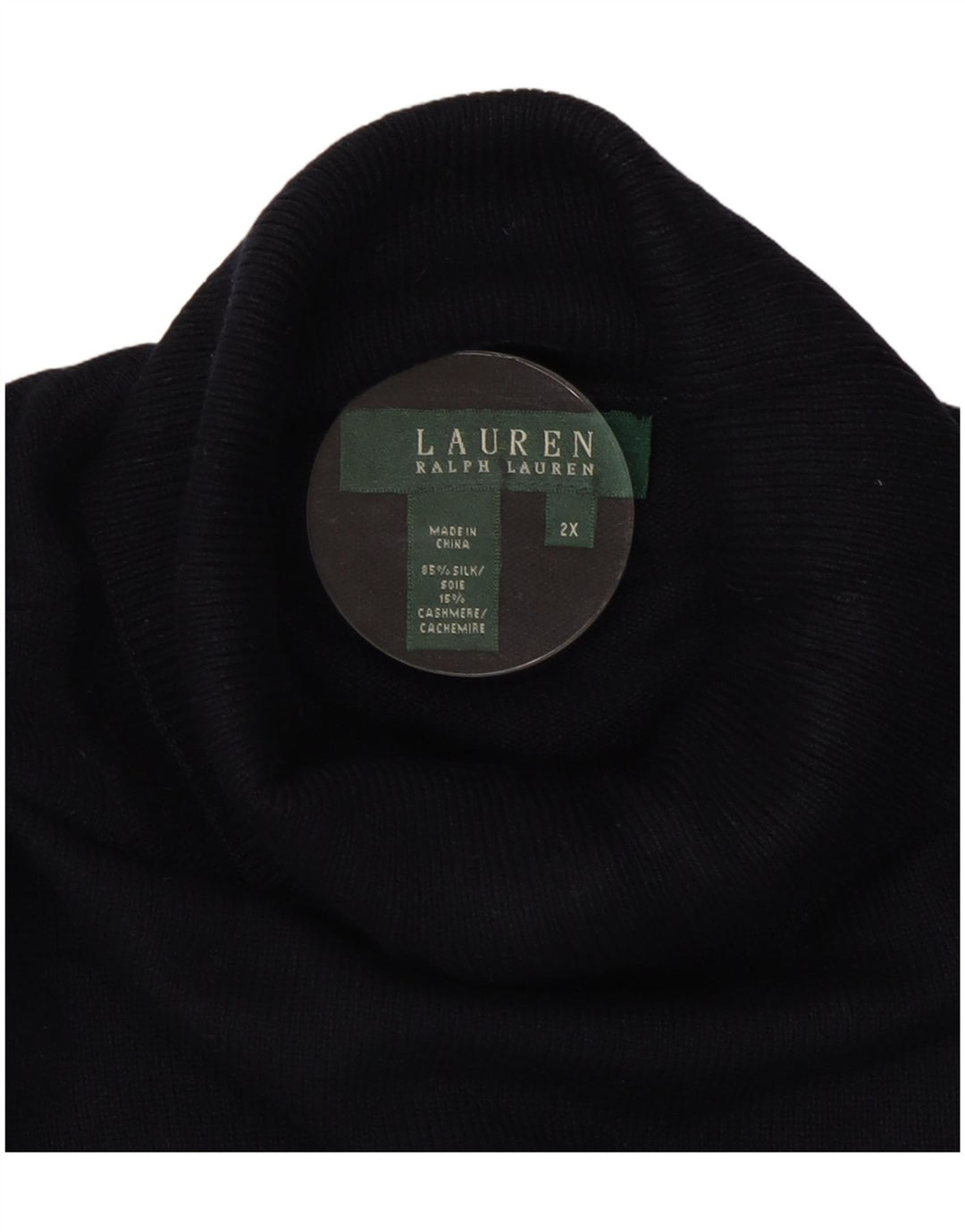 RALPH LAUREN Womens Roll Neck Jumper Sweater UK 20 2XL Navy Blue Silk