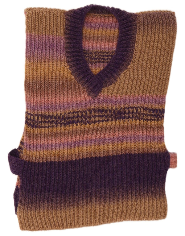 Vintage Womens Vest Tank Top UK 10 Small Brown Striped