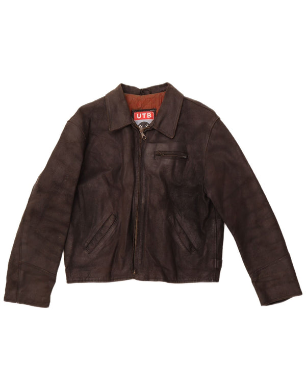 VINTAGE Womens Leather Jacket UK 16 Large Black Leather