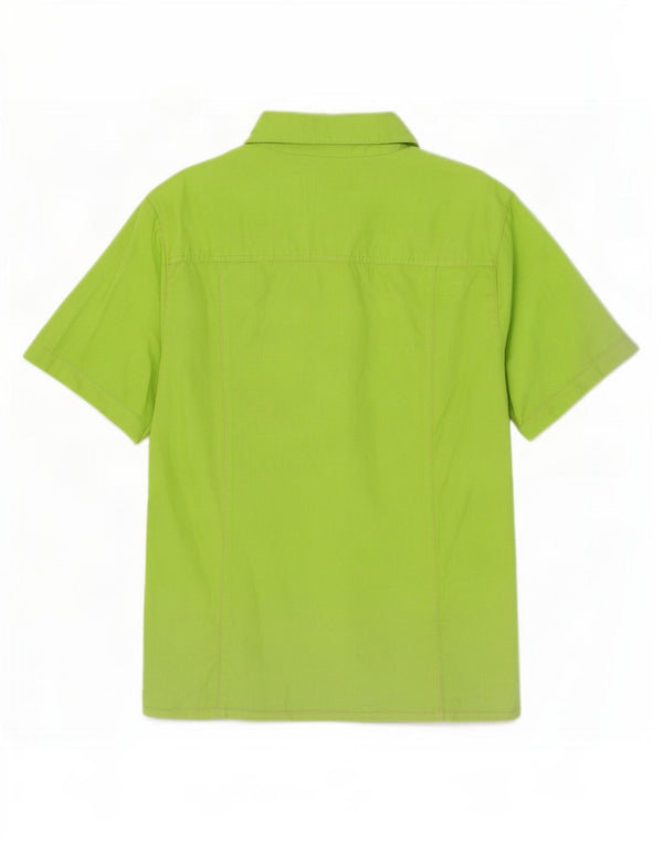 Vintage Womens Short Sleeve Shirt IT 46 Large Green Cotton