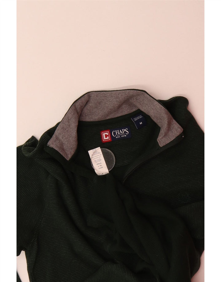 CHAPS Mens Zip Neck Sweatshirt Jumper Medium Green Cotton Vintage Chaps and Second-Hand Chaps from Messina Hembry 