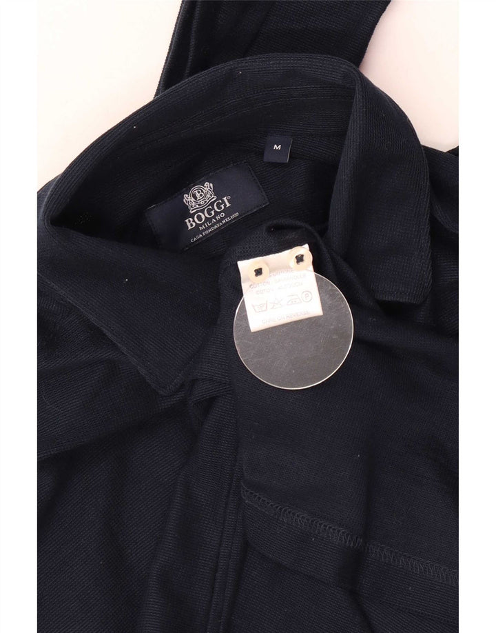 Boggi Mens Pullover Shirt Medium Navy Blue Cotton