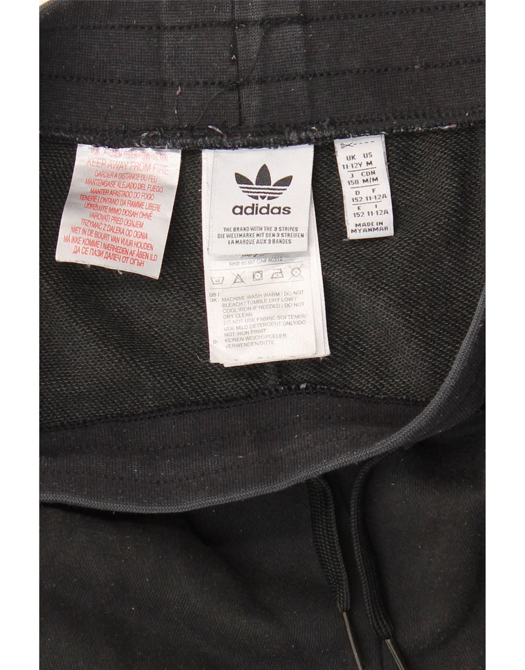 ADIDAS Boys Tracksuit Trousers Joggers 11-12 Years Black Cotton