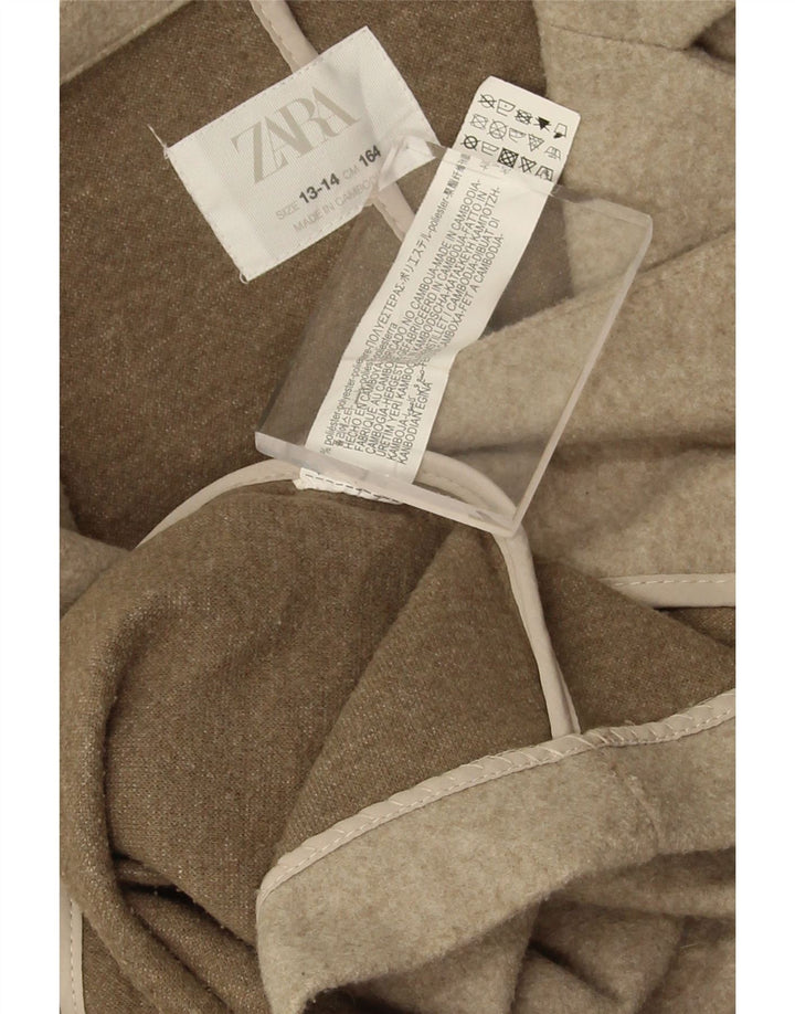 Zara Girls Overcoat 13-14 Years Beige Polyester