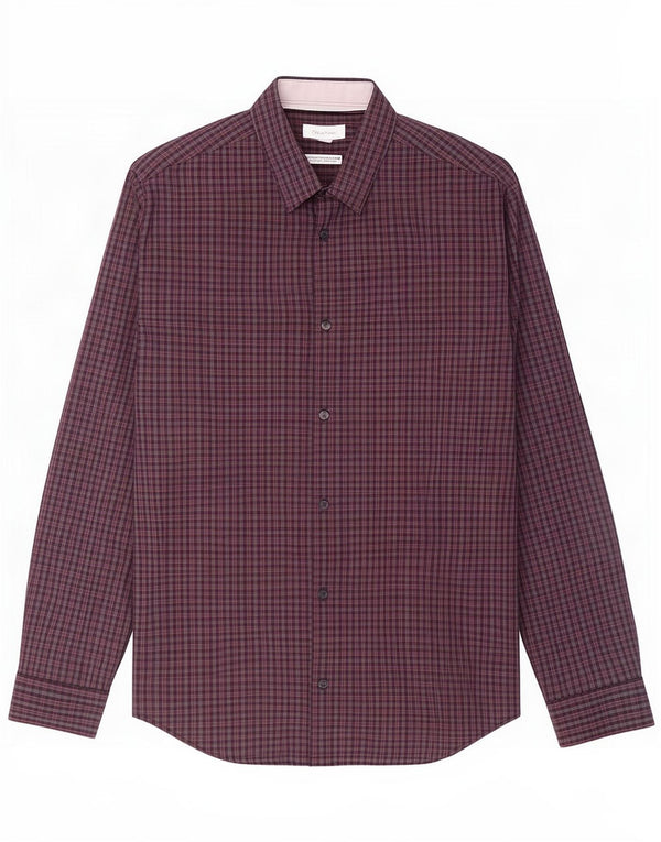 Calvin Klein Mens Shirt Medium Grey Check Cotton