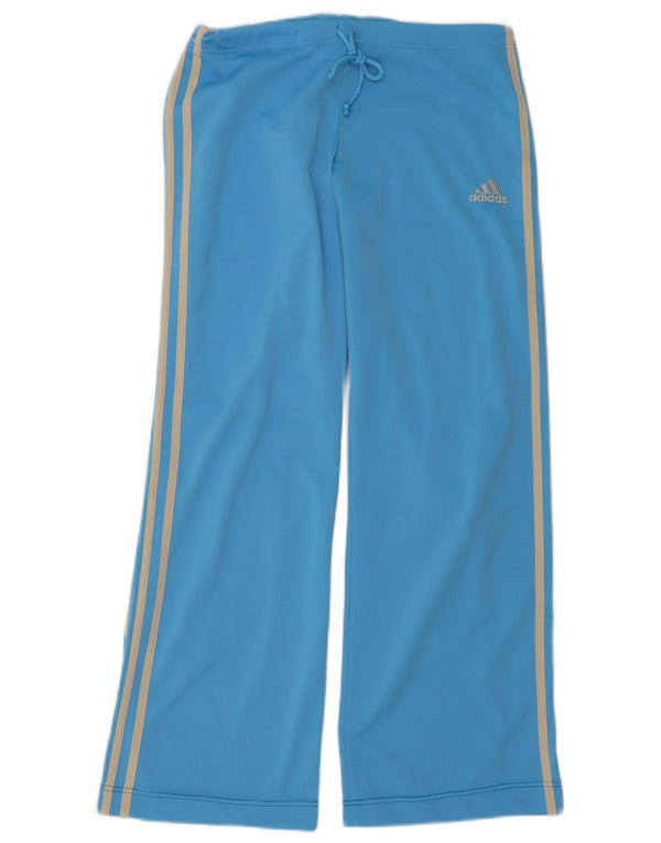 Adidas Womens Wide Leg Tracksuit Trousers UK 14 Medium Blue Polyester