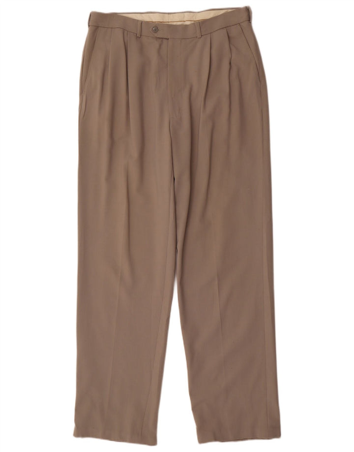 Marks & Spencer Mens Straight Pegged Suit Trousers W34 L33 Grey Polyester