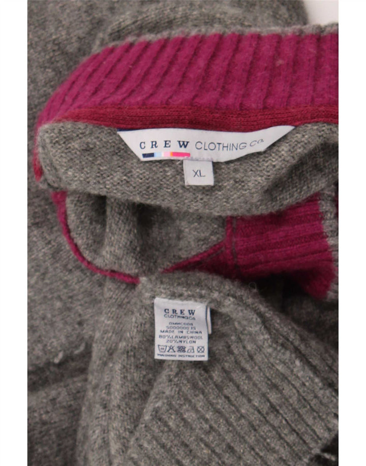 Crew Clothing Mens Button Neck Jumper Sweater XL Grey Wool