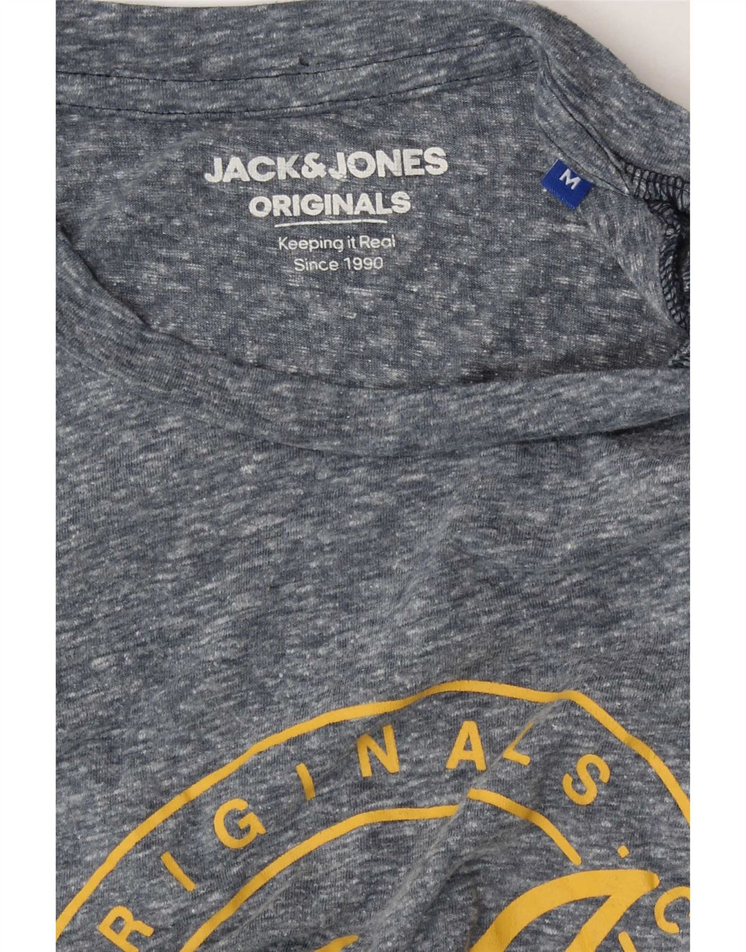 Jack & Jones Mens Graphic T-Shirt Top Medium Blue Flecked