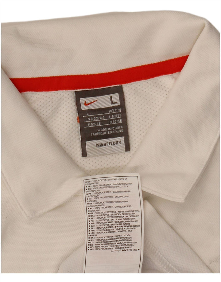NIKE Mens Polo Shirt UK 42/44 Large White Colourblock Polyester