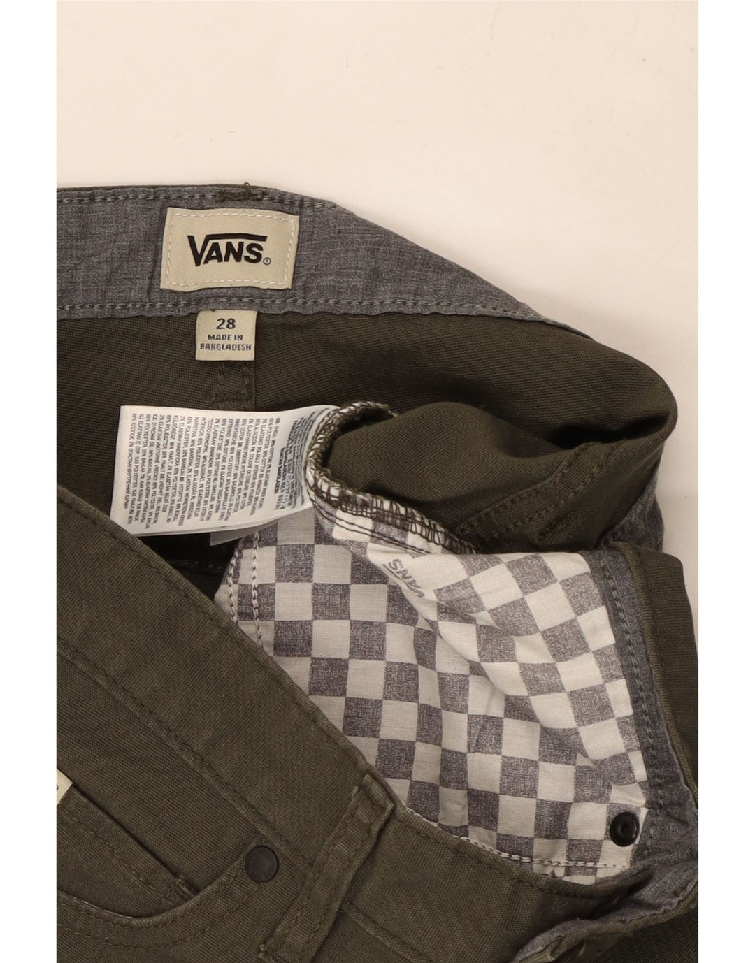 VANS Mens Casual Shorts W28 Small Khaki Cotton