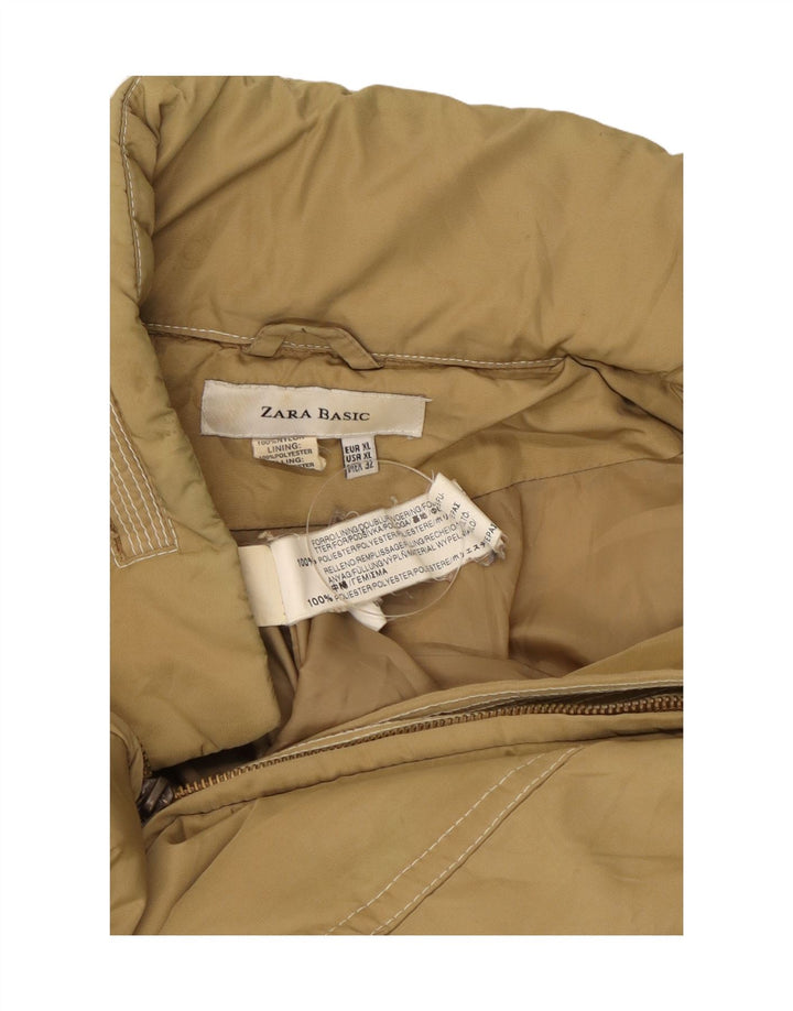 Zara Womens Padded Jacket UK 18 XL Beige Nylon