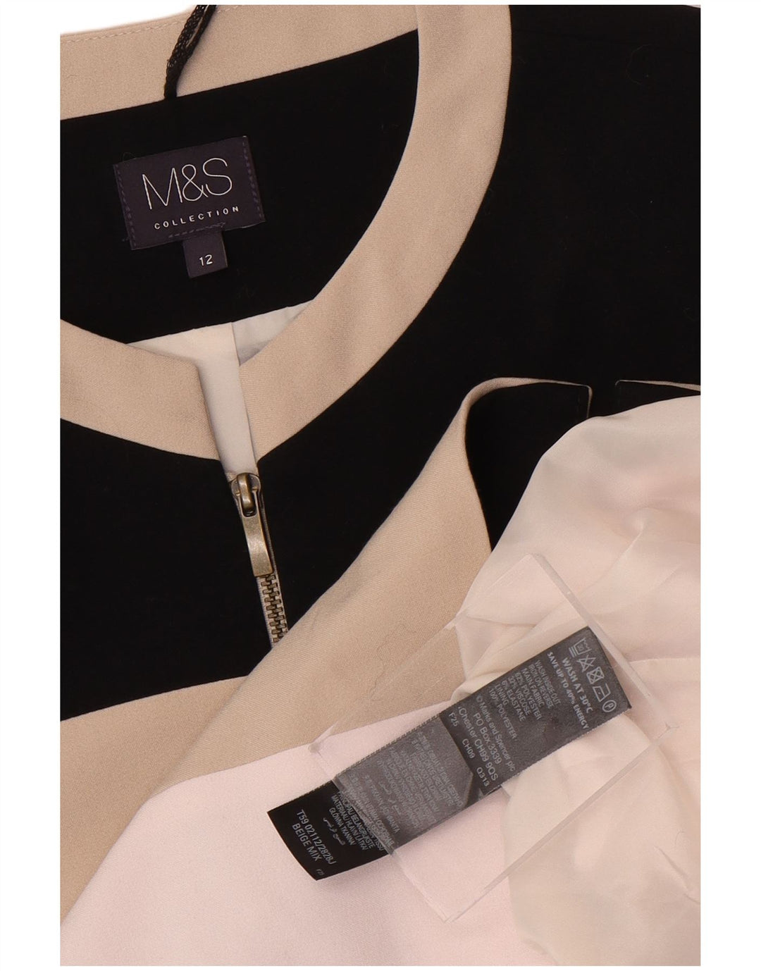 Marks & Spencer Womens Bomber Jacket UK 12 Medium Beige Colourblock
