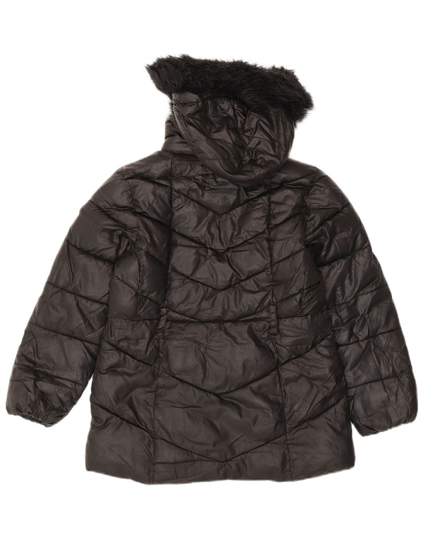 MICHAEL KORS Girls Hooded Padded Jacket 7-8 Years Black Polyester