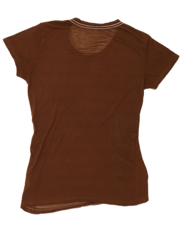 Hard Rock Cafe Womens Ibiza Graphic T-Shirt Top UK 14 Medium Brown Cotton